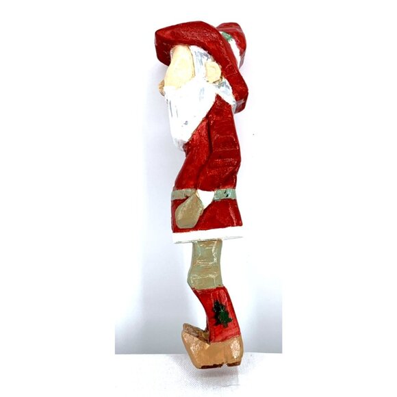 Wes Hart Cowboy Santa Folk Art Primitive Hand Crafted Wooden 7" - Picture 2 of 8